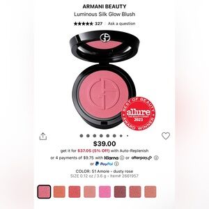 Nearly new, Armani Luminous Glow Silk Blush in 51 Amore